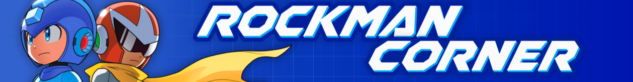 Rockman Corner banner featuring Mega Man characters